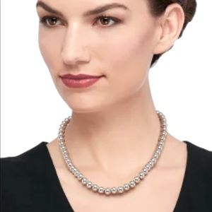 Italian 8mm Sterling Silver Bead Necklace
